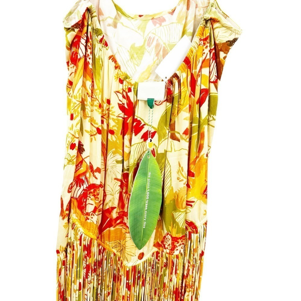 Farm Rio Leopard Forest Fringe Mini Dress in Leopard Forest Sand Size M NWT - Picture 11 of 12